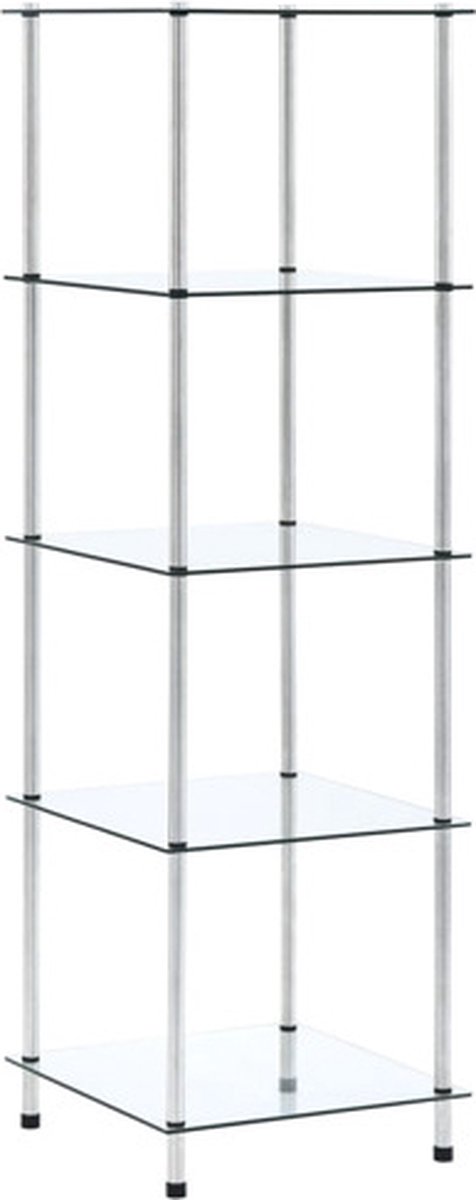Vidaxl 5-stufiges Regal, Transparent, 40x40x130 cm, Gehärtetes Glas