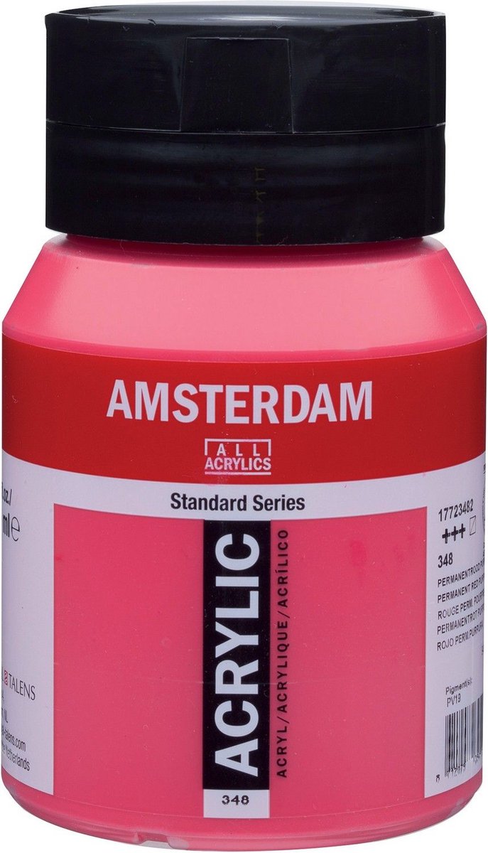 Acrylfarbe - Permanentes Purpurrot - 348 - Amsterdam - 500ml-Topf rot