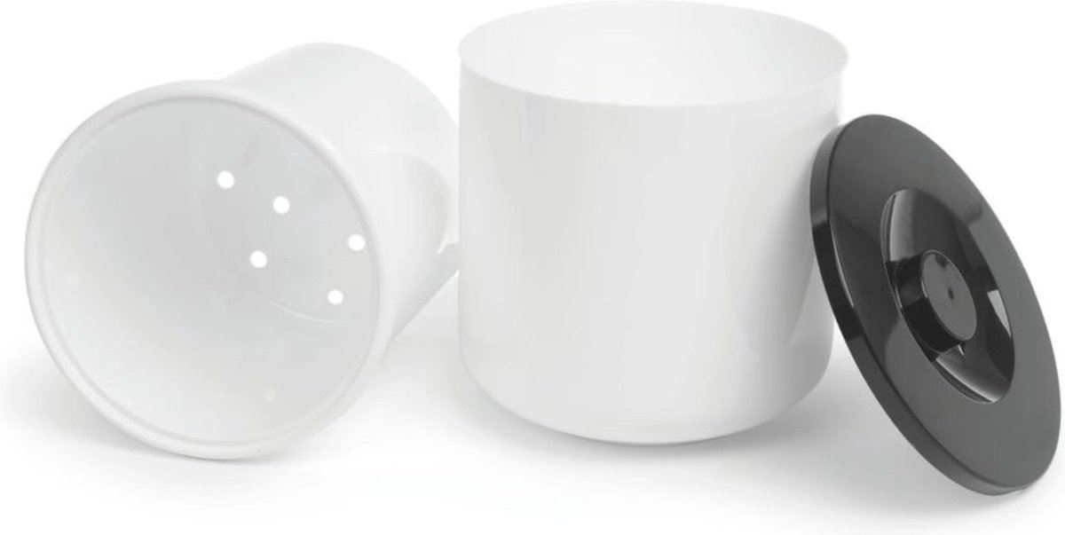 Eiswürfelbehälter weiß mit schwarzem Deckel 10L