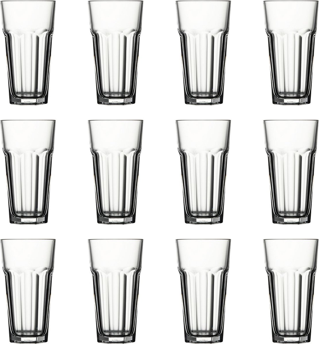 Hartglas-Becher - Pasabahce - Casablanca - 42 cl - 12er-Pack - Bruchfest und im Vintage-Design transparent