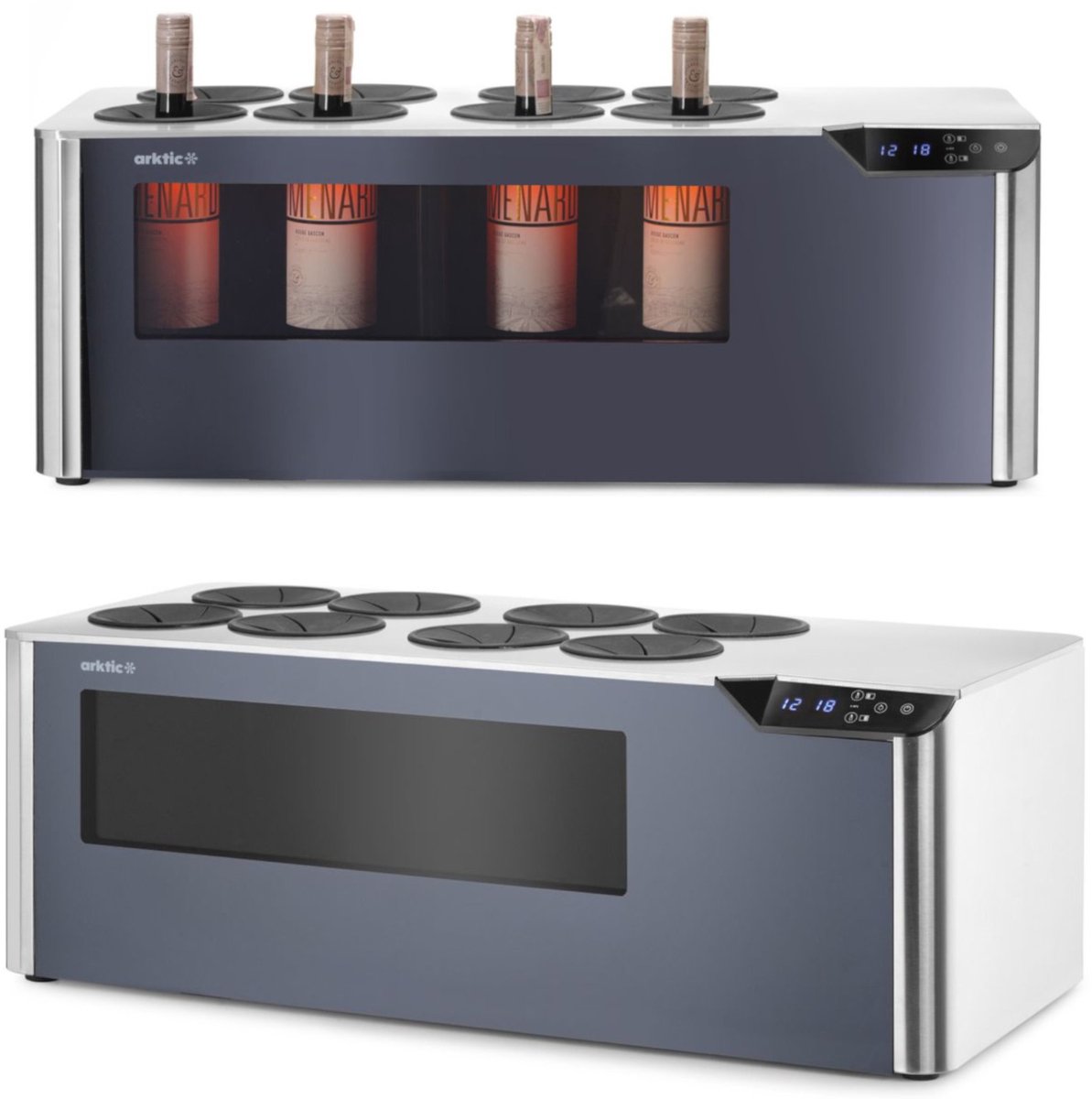 Zweistufiger einstellbarer Weinkühler für 8 Flaschen LED 60 W
