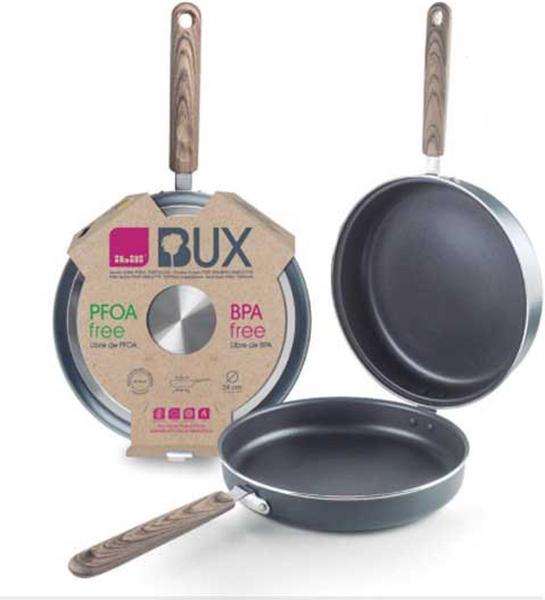 IBILI Bux - Doppelte Omelettpfanne mit Antihaftbeschichtung (24 cm) - Aluminium - Vollinduktion