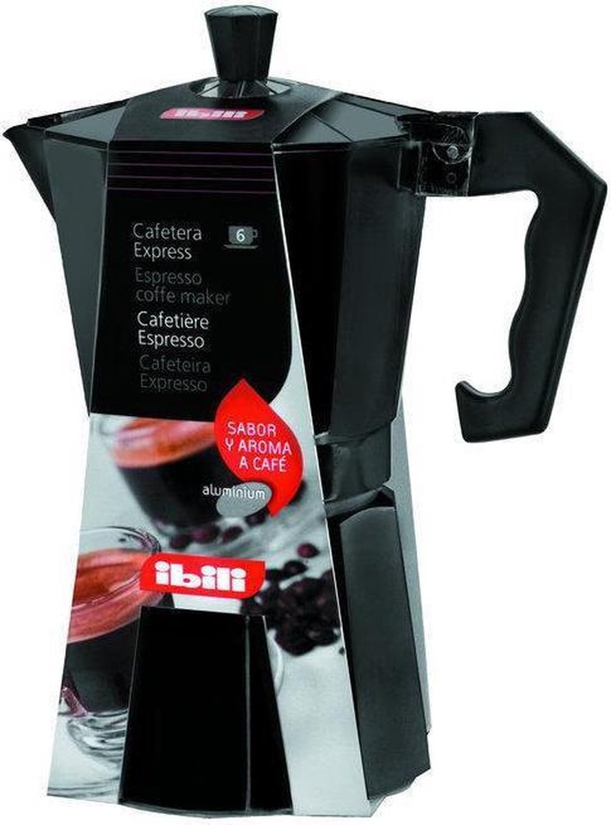 Italienische Kaffeekanne - Ibili - Bahia - Mattschwarzes Aluminium - 9 Tassen - 450 ml