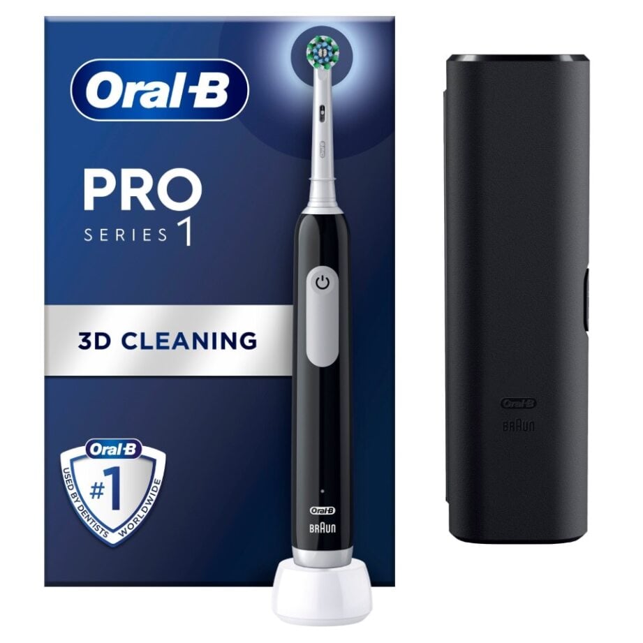 Elektrische Zahnbürste - ORAL-B - Pro 1 - Schwarz - 360° Drucksensor - 7 Tage Akkulaufzeit