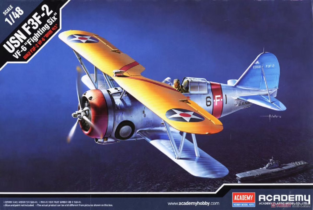 Academy 1/48 F3F-2 Fliegende Tonne VF-6 Fighting Six Plastikmodellbausatz 12326