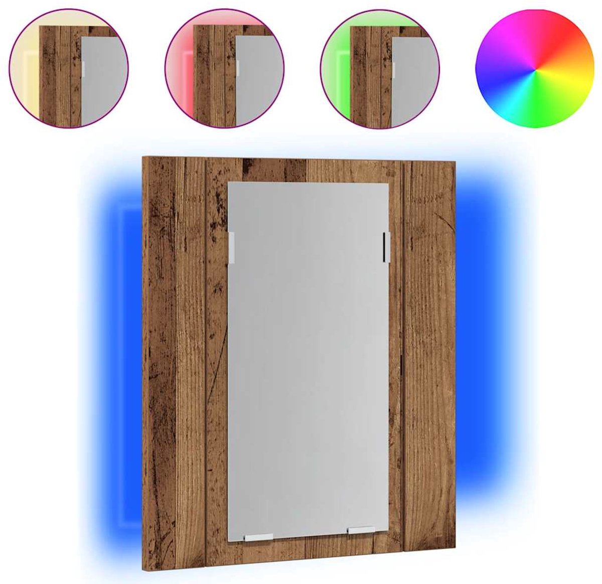 Vidaxl Badezimmerschrank mit Spiegel und LED, Altes Holz, 40x12x45 cm