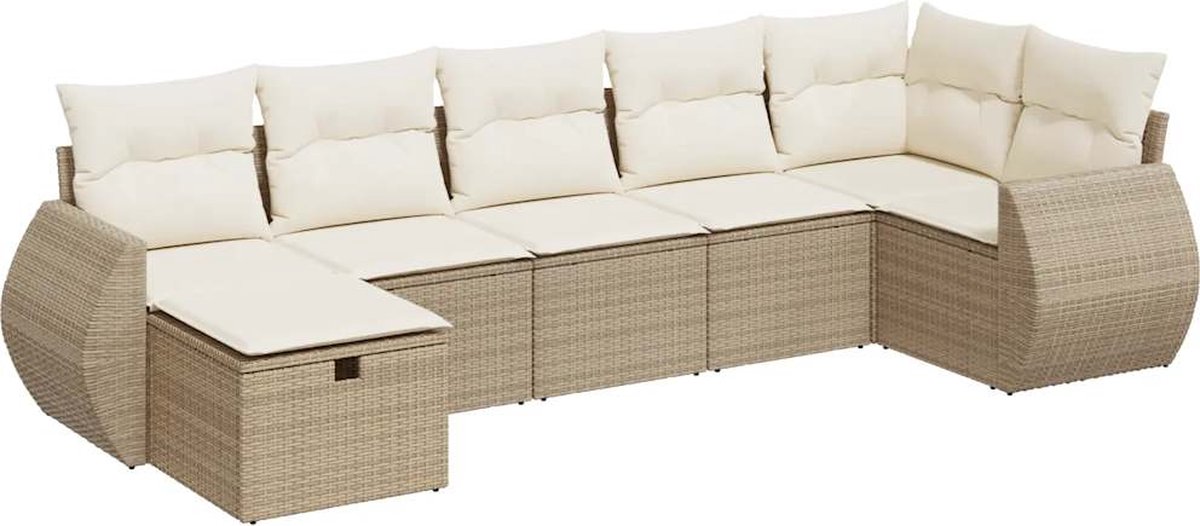 Vidaxl 7-Cz. Garten-Sitzgruppe, Mit Kissen, Beige