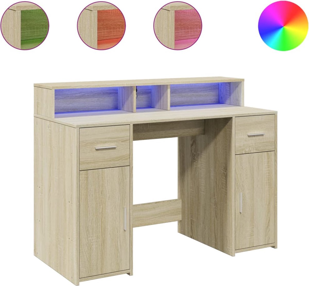 Vidaxl Schreibtisch mit LED-Beleuchtung, Sonoma-Eiche, 120x55x91 cm