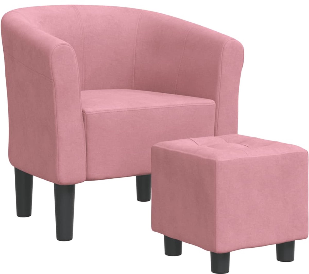 Vidaxl Clubsessel mit Hocker, Rosa, Mit Samt bezogen
