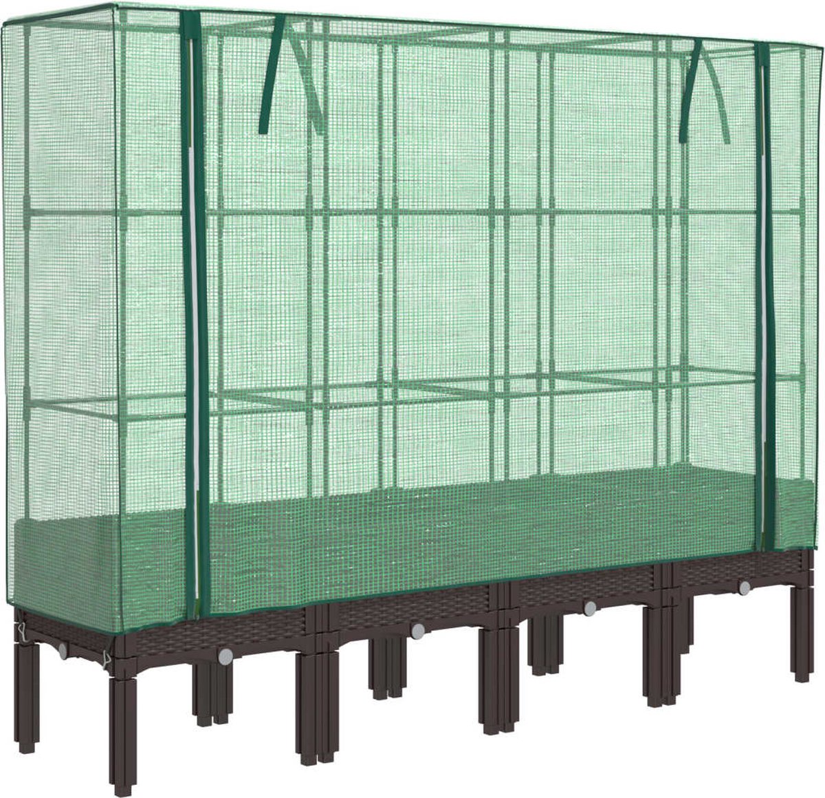 Vidaxl Erhöhtes Pflanzbeet mit Gewächshaus, Rattan-Optik, 160x40x140 cm