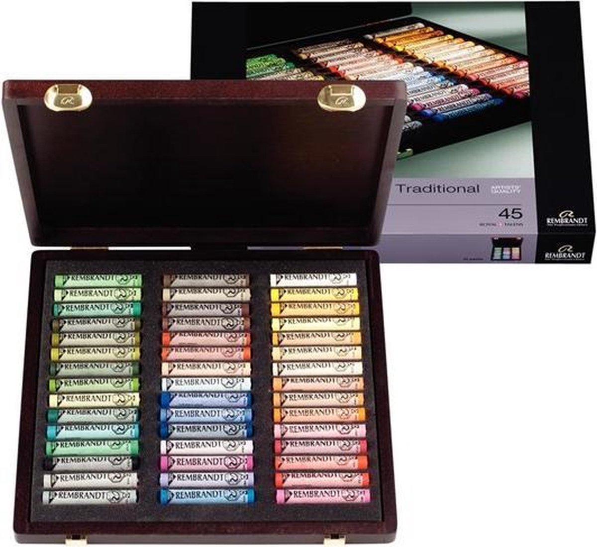 REMBRANDT 45 Pastellkreiden Holzkoffer Traditional L