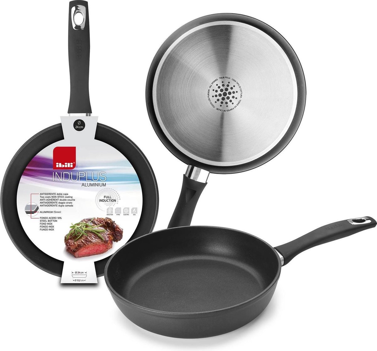 Pfanne - IBILI - New Indu Plus - Aluminium - Schwarz - 45 x 27 x 6 cm schwarz