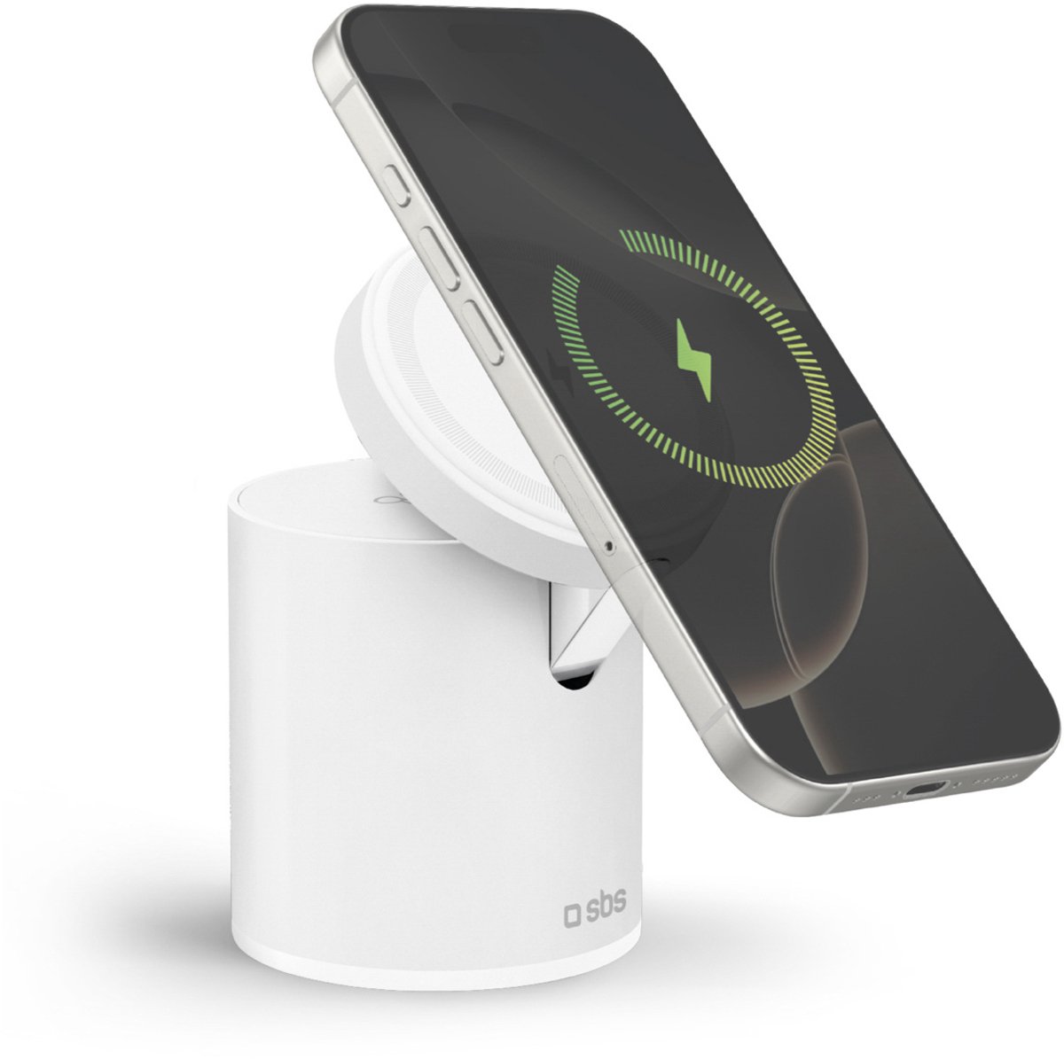 Stacja ładująca 2w1 bezprzewodowa magnetyczna do smartfona słuchawek - biała
