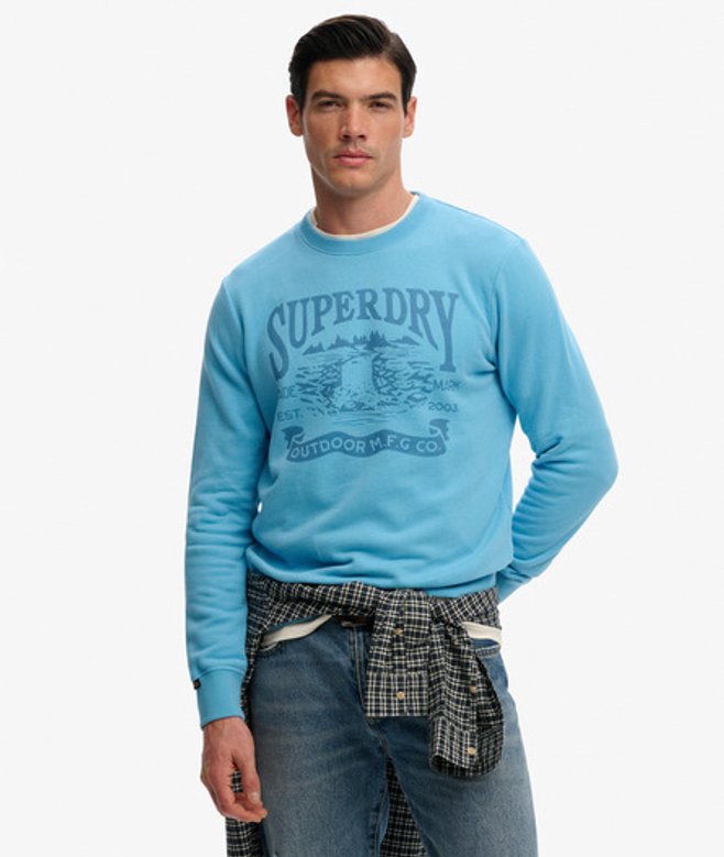 Superdry Herren Retro Outdoor Sweatshirt in Lockerer Passform Blue - Größe: M
