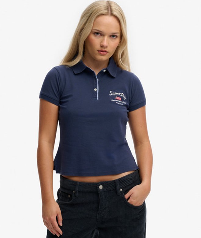 Superdry Damen Athletic Essentials Grafik-poloshirt Navy - Größe: 36