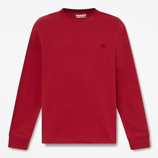 Timberland - T-shirt a Maniche Lunghe con Ricamo Dunstan River Slim da Uomo in rosso, Uomo, rosso, Taglia: M