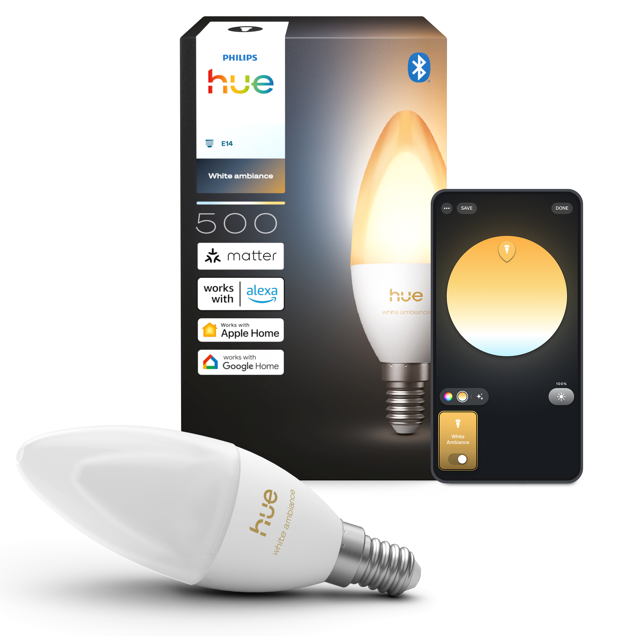 Signify Philips Hue White Amb. Kerzenlampe E14 B39 EU 1 P.