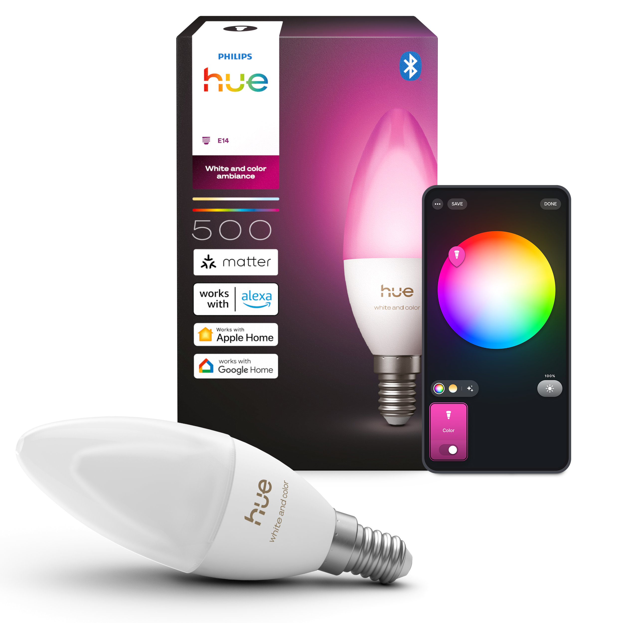 Signify Philips Hue White&Col. Amb. Kerzenlampe B39 E14 EU 1P.
