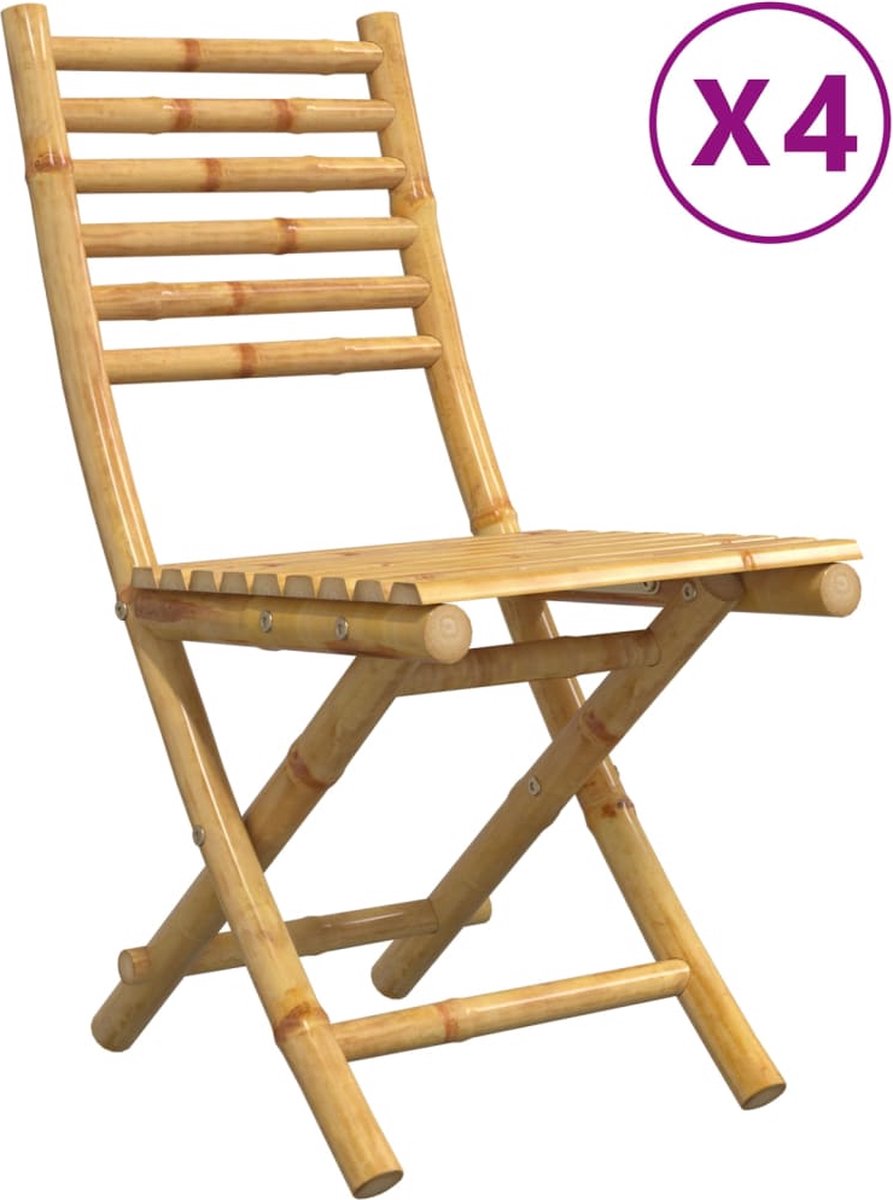 Vidaxl Klappbare Gartenstühle, 4 Stück, 43X54X88 cm, Bambus