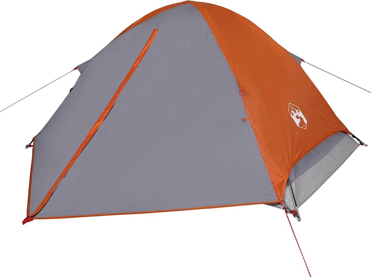 Vidaxl Campingzelt, 4-Personen, Grau-Orange, Wasserdicht