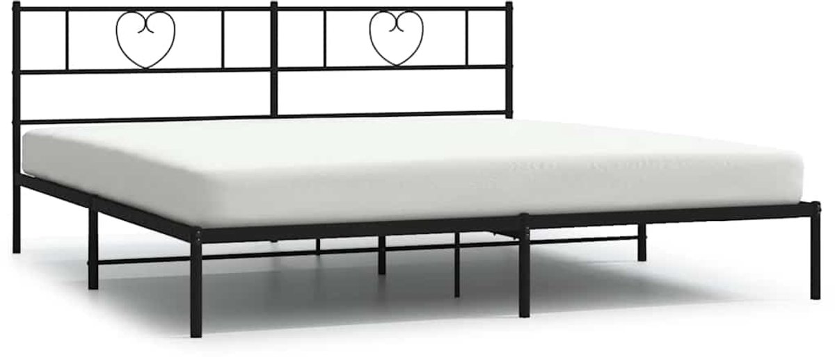 Vidaxl Metall-Bettgestell Mit Kopfteil, Schwarz, 193X203 Cm