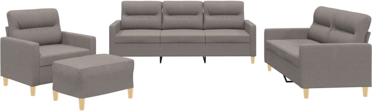 Vidaxl 4-teiliges Lounge-Set mit Kissen, Taupe, Stoff