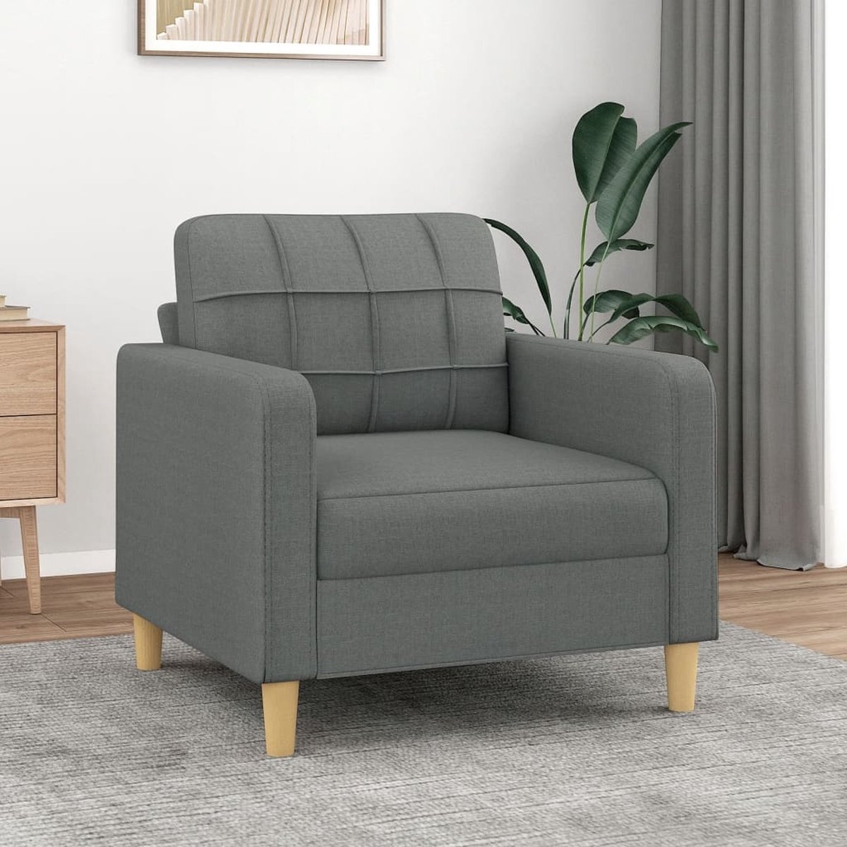 Vidaxl Sessel, Dunkelgrau, 60 cm, Mit Stoff bezogen