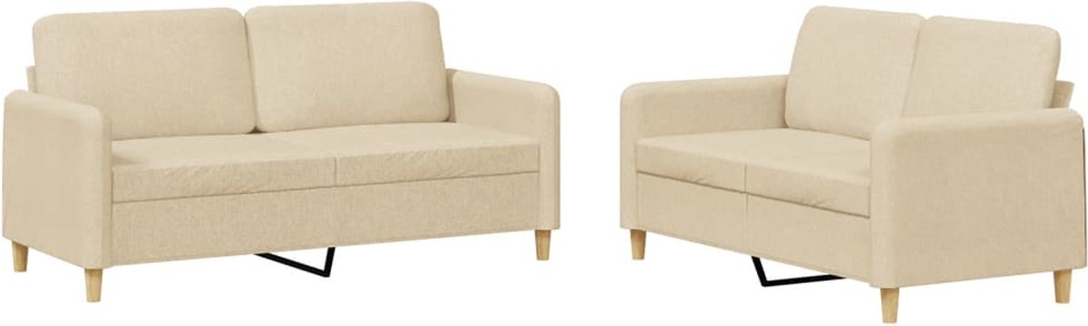 Vidaxl 2-teiliges Lounge-Set, Stoffbezug, Cremefarben