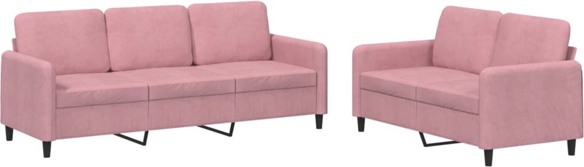 Vidaxl 2-Cz. Wohnzimmergarnitur, Rosa, Samtig