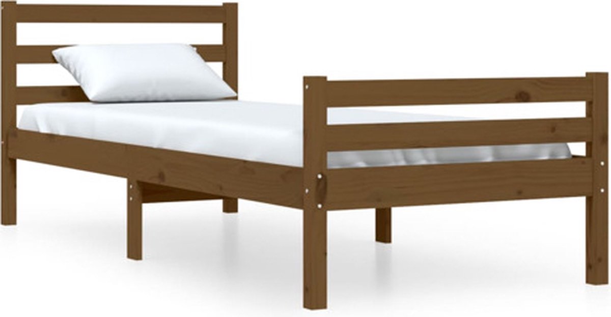 Vidaxl Bettrahmen, Honigbraun, Massivholz, 75x190 cm, Einzelbett
