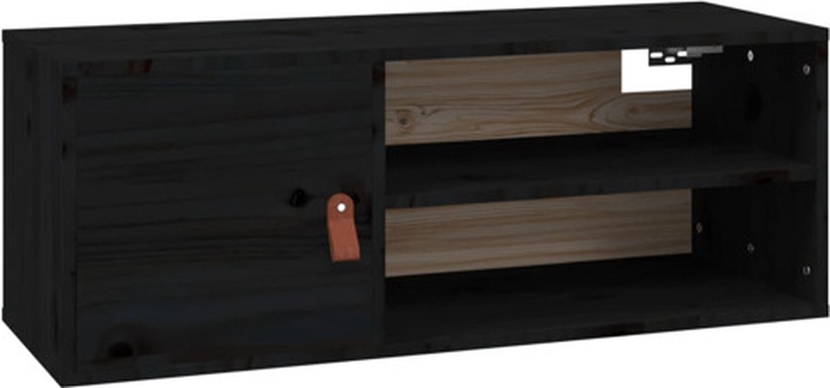Vidaxl Wandhängeschrank, Schwarz, 80X30X30 Cm, Massives Kiefernholz