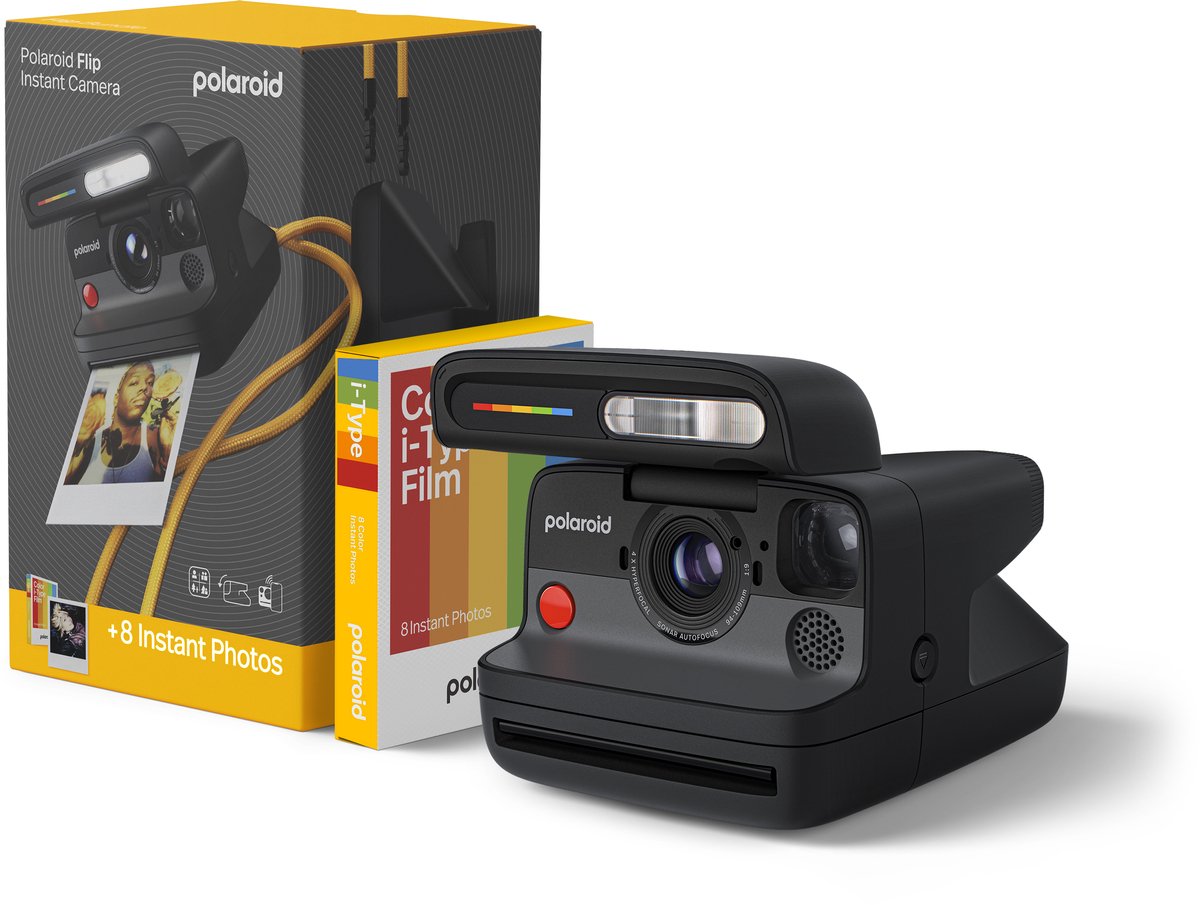 Polaroid Flip Schwarz + Farbfilm-Bundle (8 Fotos)