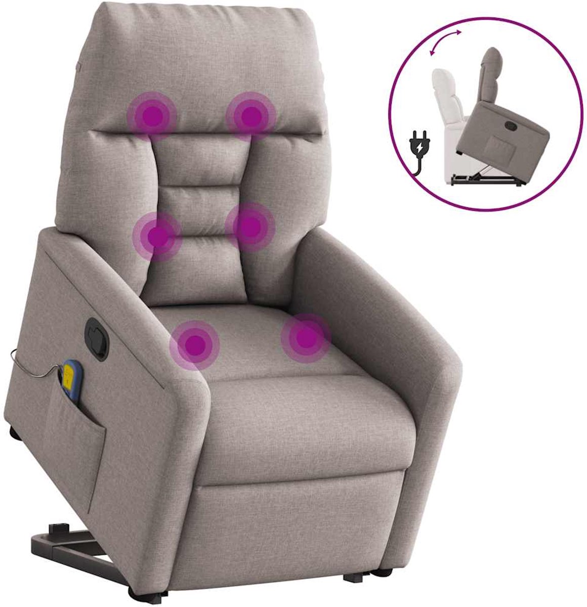 Vidaxl Aufstehhilfe Massagesessel, Verstellbar, Farbe Taupe, Stoff