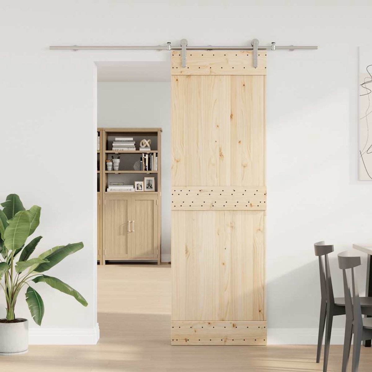 Vidaxl System zur Befestigung von Schiebetüren, 183 cm, Stahl, Silber