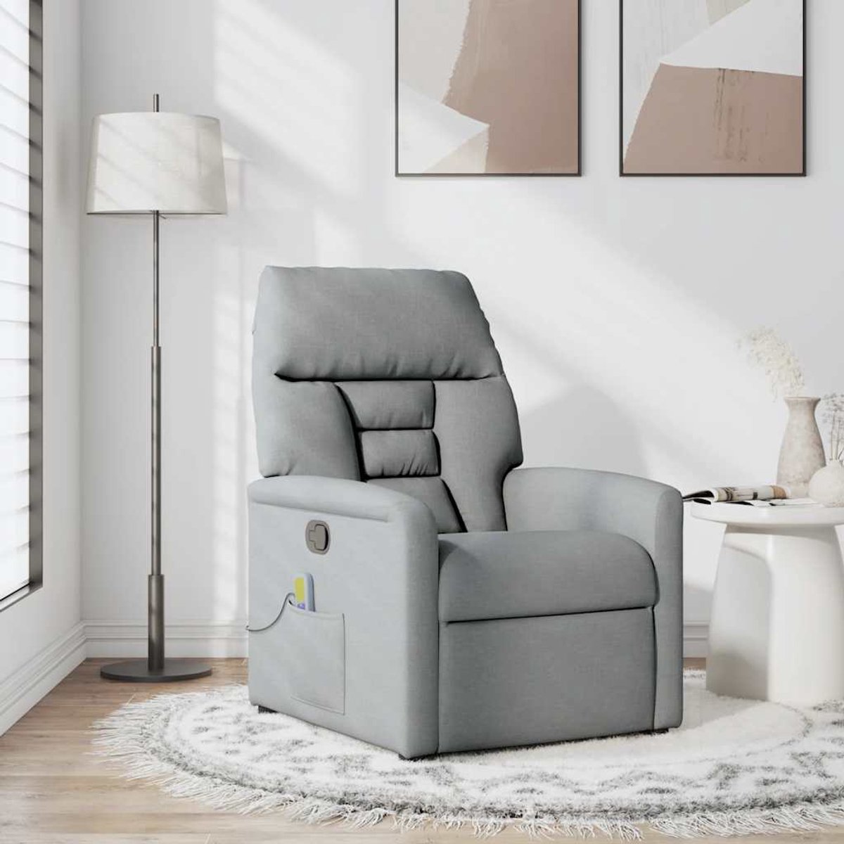 Vidaxl Ausklappbarer Massagesessel, Hellgrau, Mit Stoff bezogen