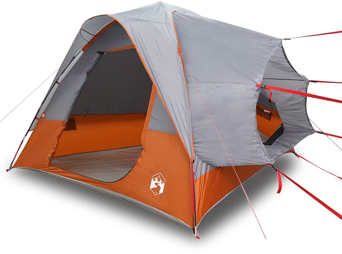 Vidaxl Autozelt, 4 Personen, Grau-Orange, Wasserdicht