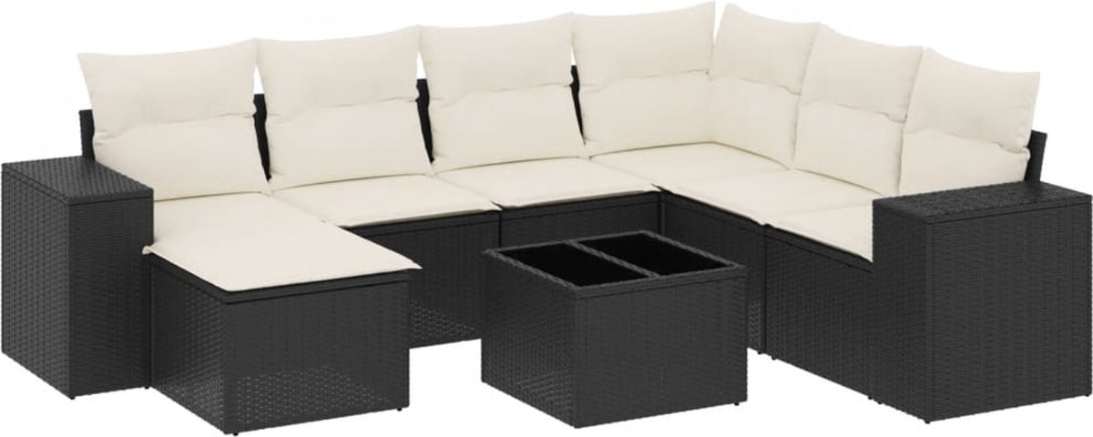 Vidaxl 8-Cz. Garten-Sitzgruppe, Mit Kissen, Schwarz