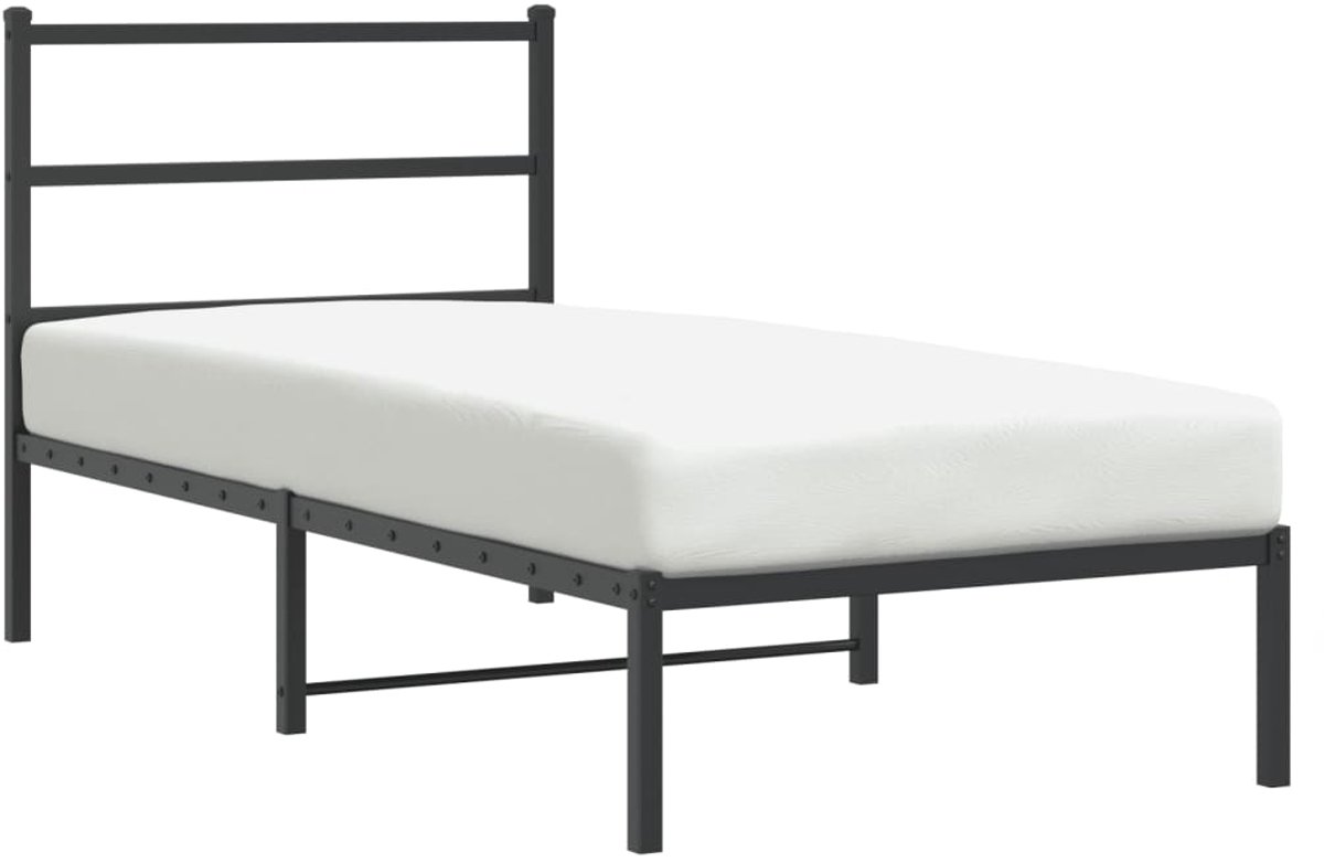 Vidaxl Metall-Bettgestell Mit Kopfteil, Schwarz, 90X190 Cm