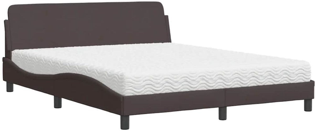 Vidaxl Bett mit Matratze, Braun, 160x200 cm, Stoff