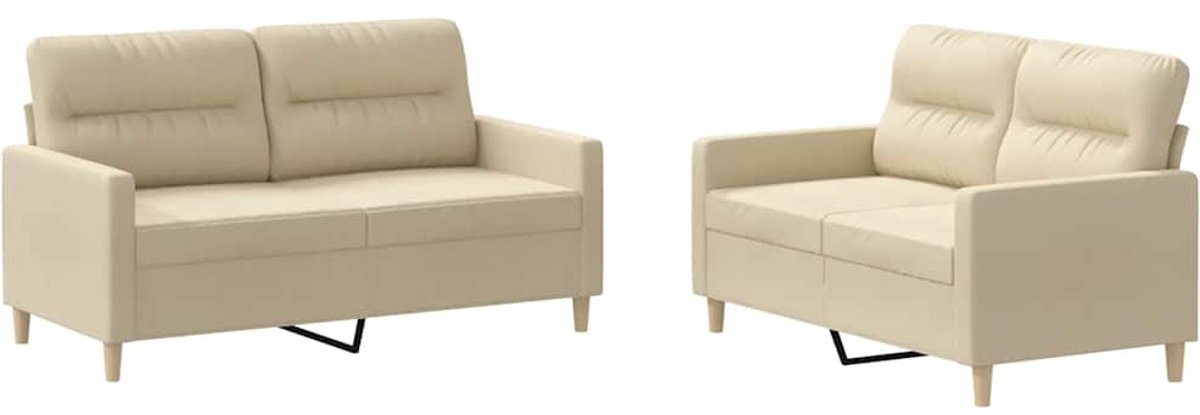 Vidaxl 2-teiliges Lounge-Set, Stoffbezug, Cremefarben