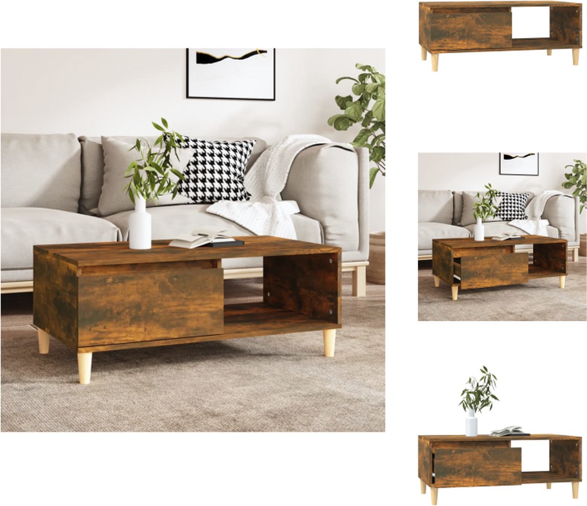 Vidaxl Couchtisch, Geräucherteiche, 90X50X36,5 Cm