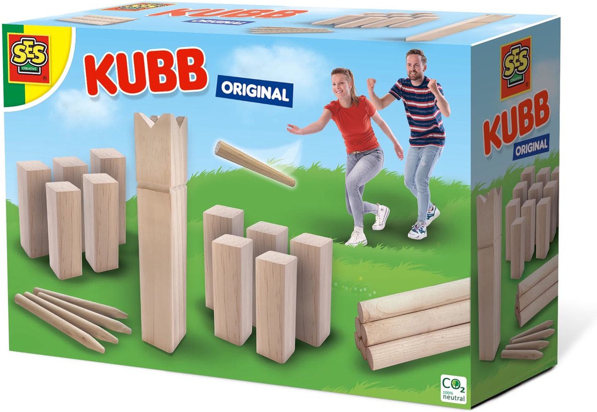 Klassisches Wikingerspiel - SES CREATIVE - Kubb Original - Konzentrationsspiel reinfarbig