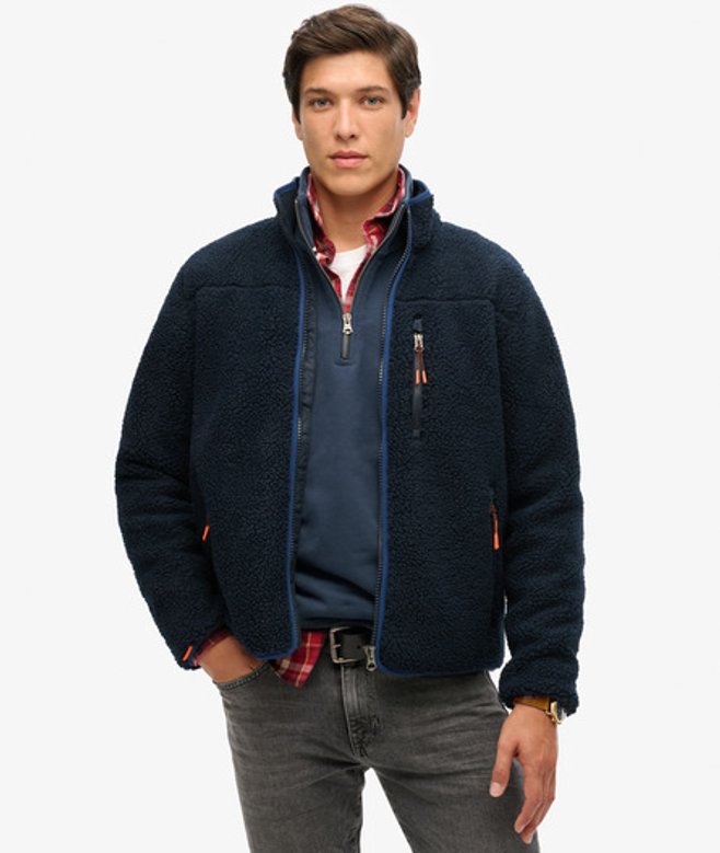 Superdry Herren Outdoor Sherpa-fleecejacke Marineblau - Größe: L