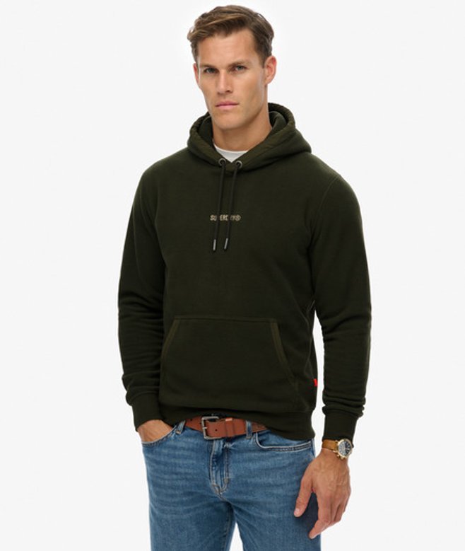 Superdry Herren Fleece-kapuzenpullover mit Mikro-logo Green - Größe: L