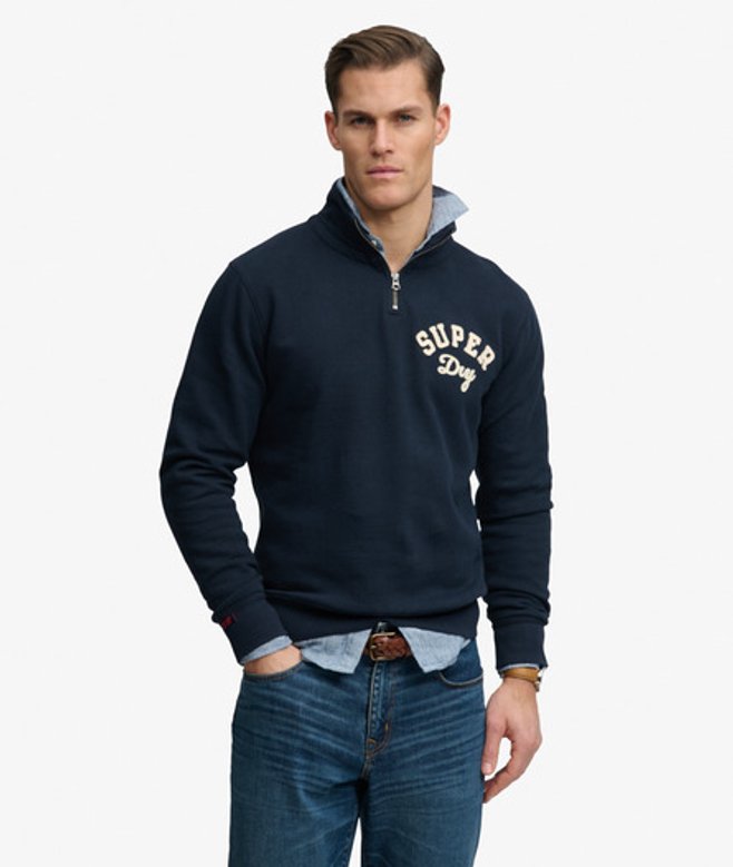 Superdry Herren Vintage Athletic Reißverschluss-pullover Navy - Größe: S