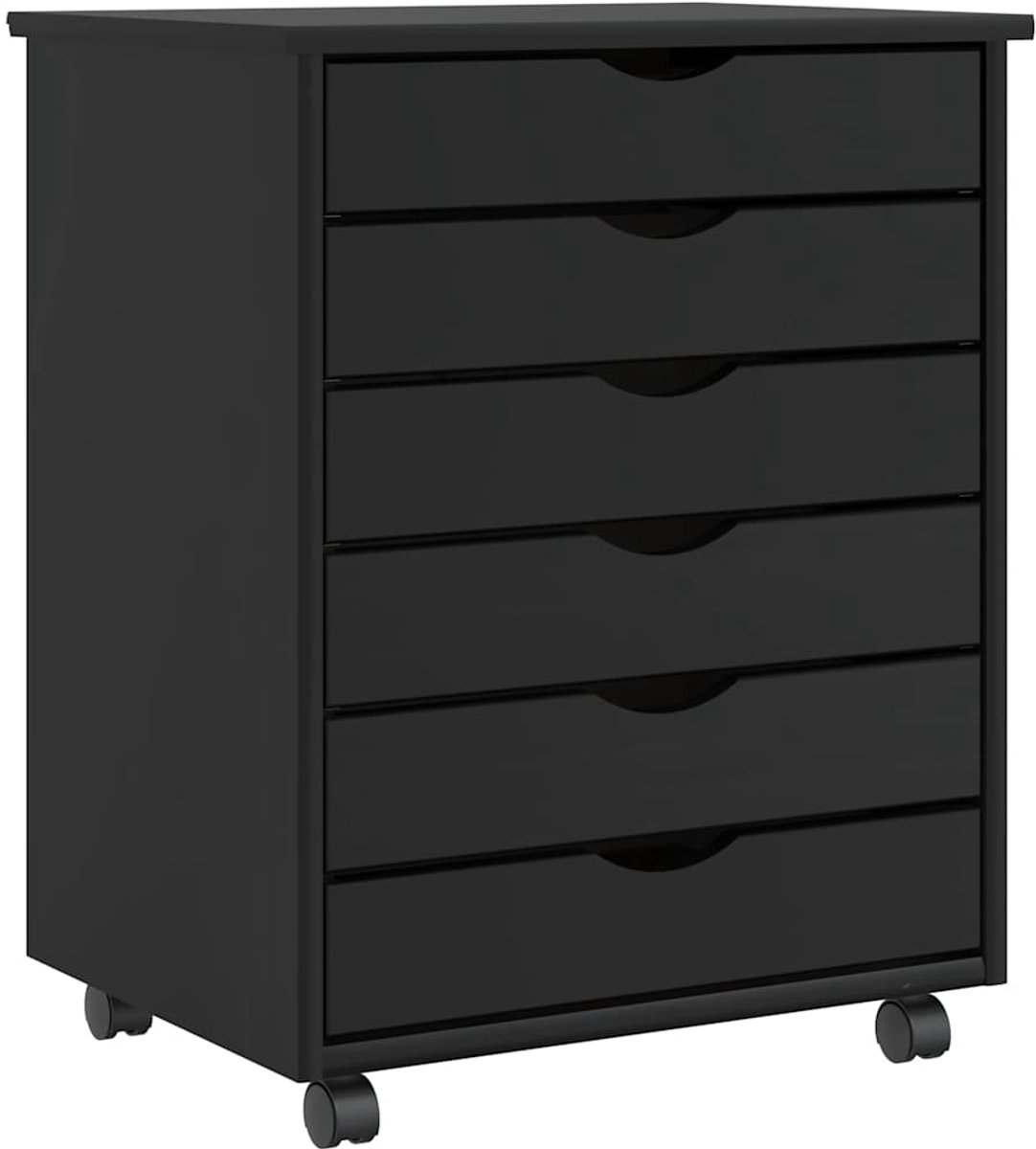 Vidaxl Rollcontainer Moss, Mit Schubladen, Schwarz, Kiefer