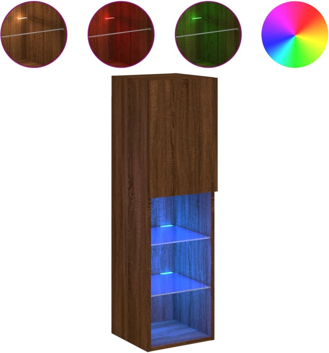 Vidaxl TV-Schrank mit LED, Braun Eiche, 30,5 x 30 x 102 cm