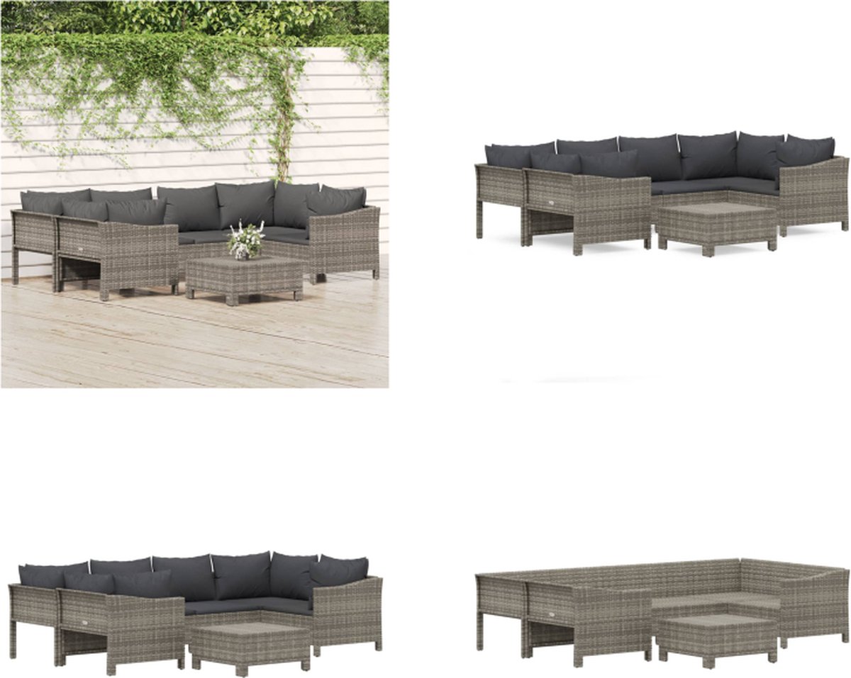 Vidaxl 7-Cz. Garten-Sitzgruppe, Kissen, Grau, Rattan PE