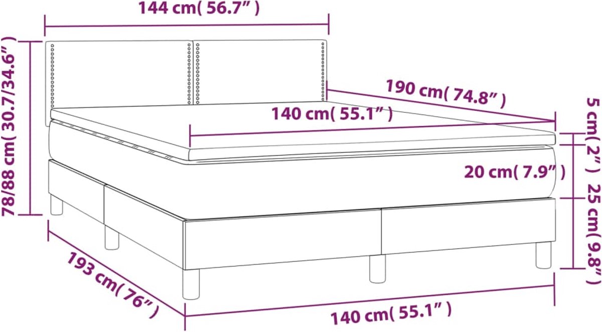 Vidaxl Kontinentalbett Mit Matratze, Schwarz, Stoff, 140X190 Cm