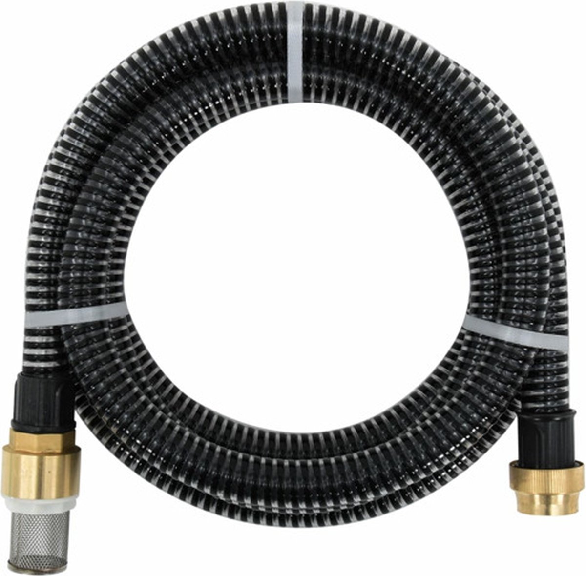 Vidaxl Saugschlauch mit Messinganschlüssen, Schwarz, 1,1  10 m, PVC